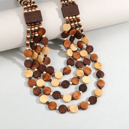 African Bohemian Handmade Geometric Wooden Necklace