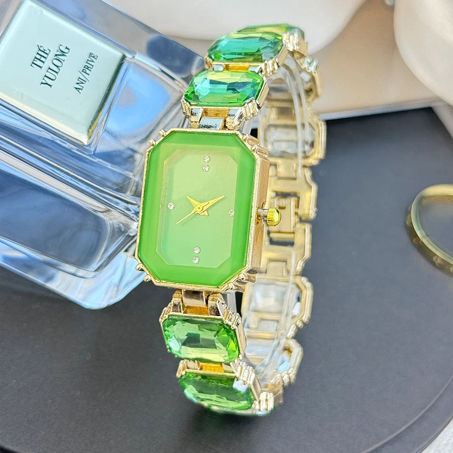 Rhinestone chain rectangular color case rhinesto watch