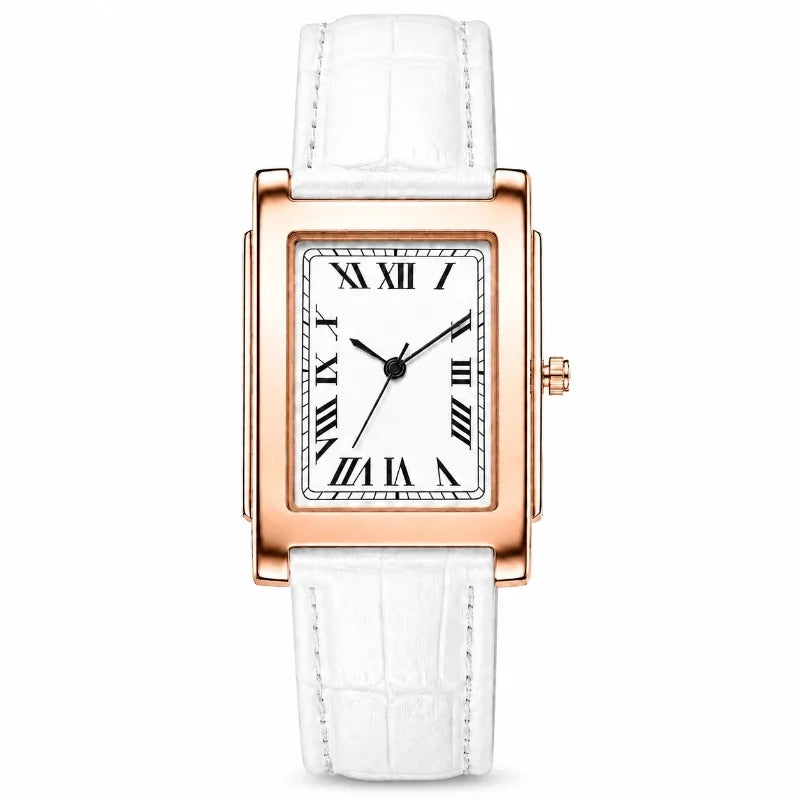 Retro Square Classic Roman Dial Leather Strap Watches