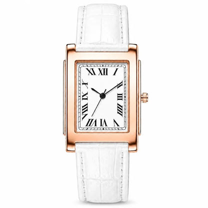 Retro Square Classic Roman Dial Leather Strap Watches
