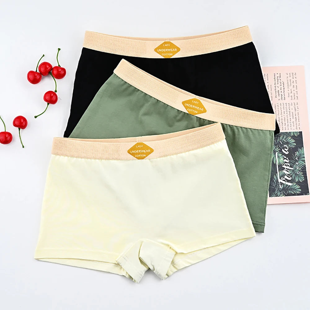 3PCS/Pack 100% Cotton Boxer Mid-rise Thin Lingerie