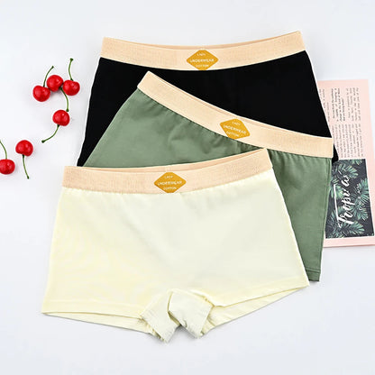 3PCS/Pack 100% Cotton Boxer Mid-rise Thin Lingerie
