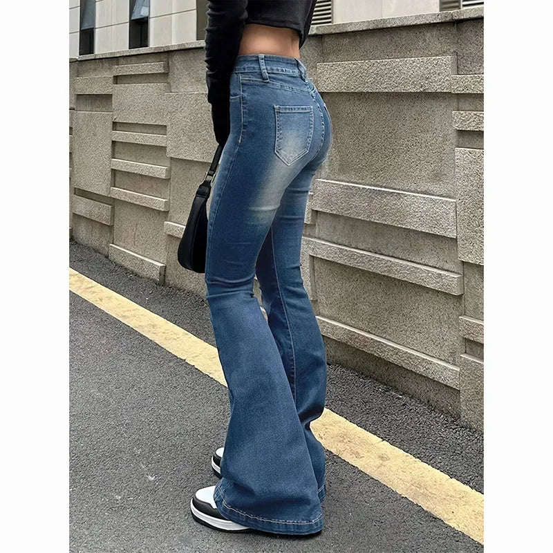 High Waist Flared Jeans Trousers
