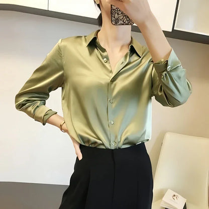 Satin Casual Long Sleeve Elegant Shirts