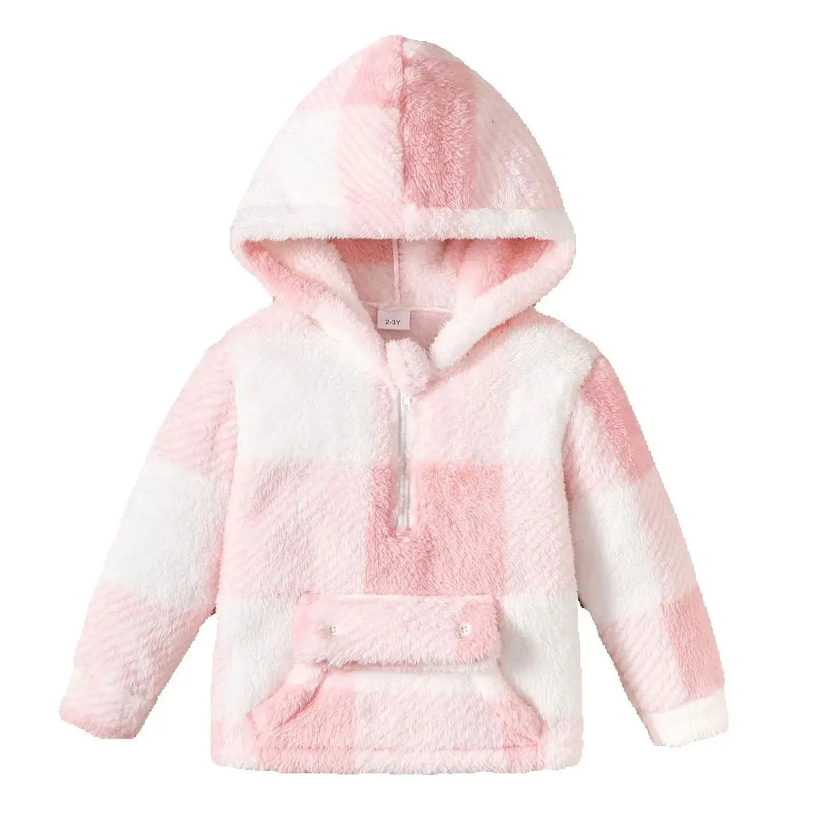 2-8 Years Kids Girl Plush Overcoat Long Sleeves Lapel Zippered Coat