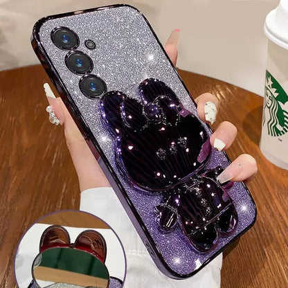 Glitter Mirror Rabbit Stand Case For Samsung Cover