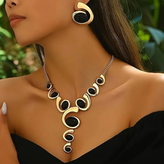 Rhinestones Necklace Shiny Crystal Choker Set