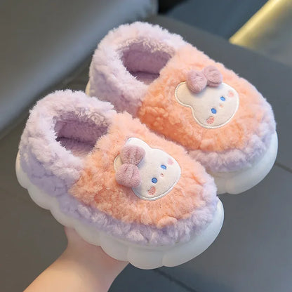 Cute Cartoon Winter Plush Toddler Non-slip Cotton 1-10 Years Slippers