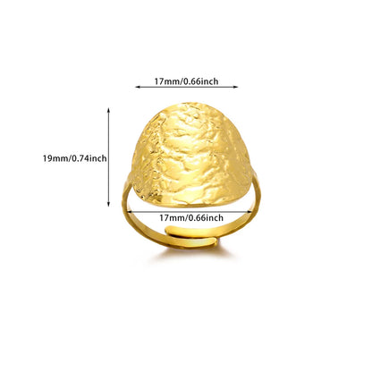 Gold Stainless Steel Coin Broad Surface Elliptical Geometry Rings