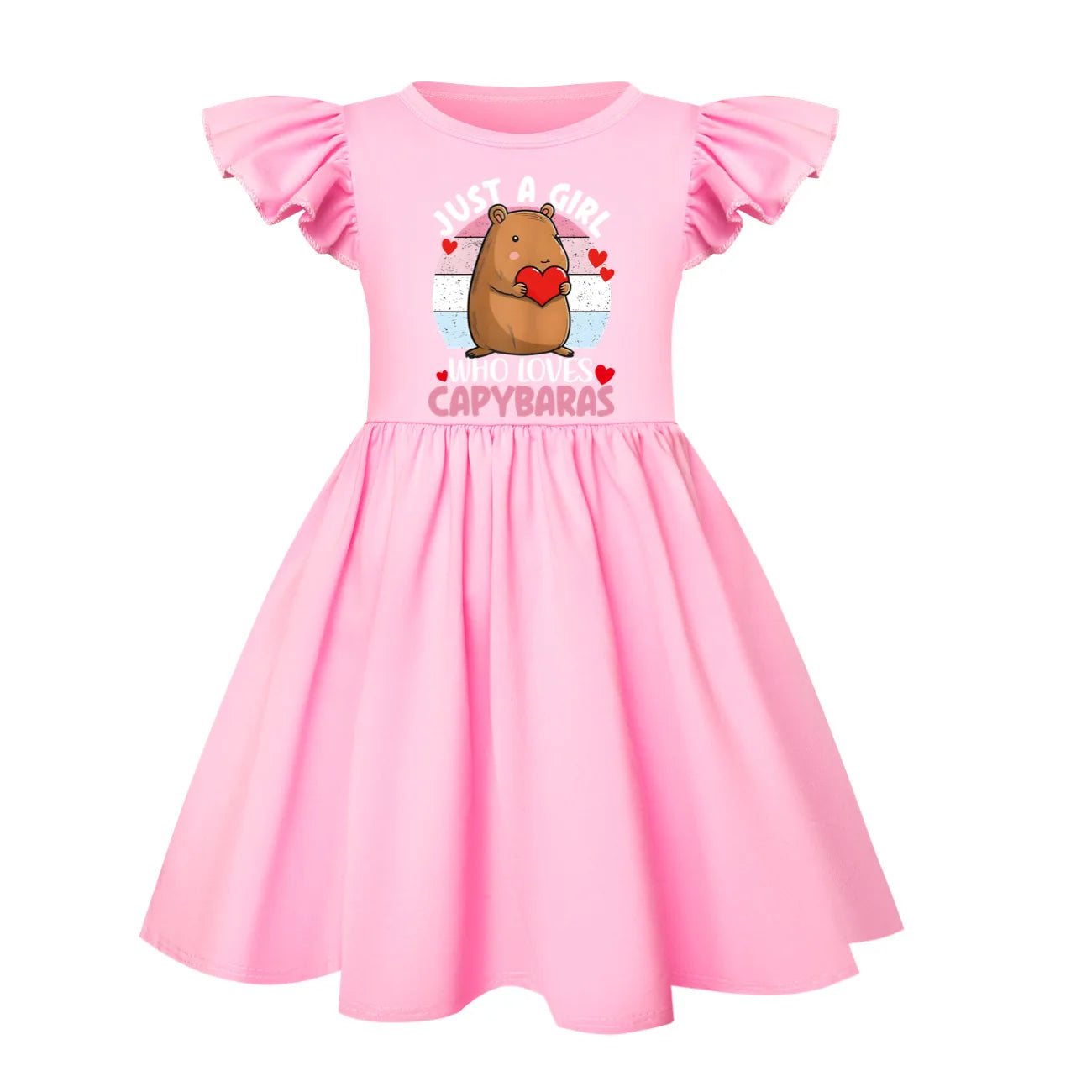 Capibala Kids Cute Capybara Fly Sleeve Casual Dresses