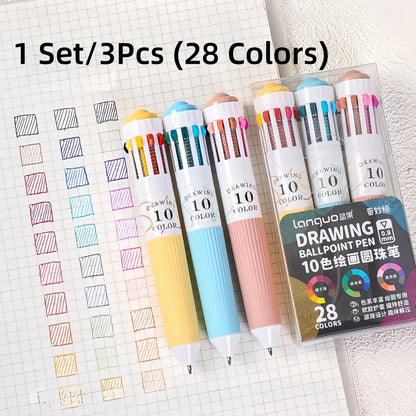 28 Colors Multicolor Ballpoint Pen Set