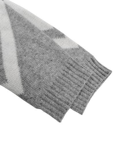 Loose V Neck Geometric Sweater