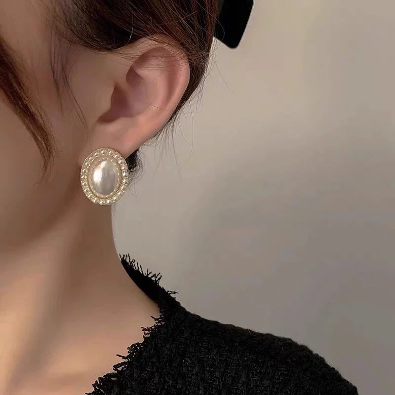 French Vintage Imitation Pearl Clip on Earrings
