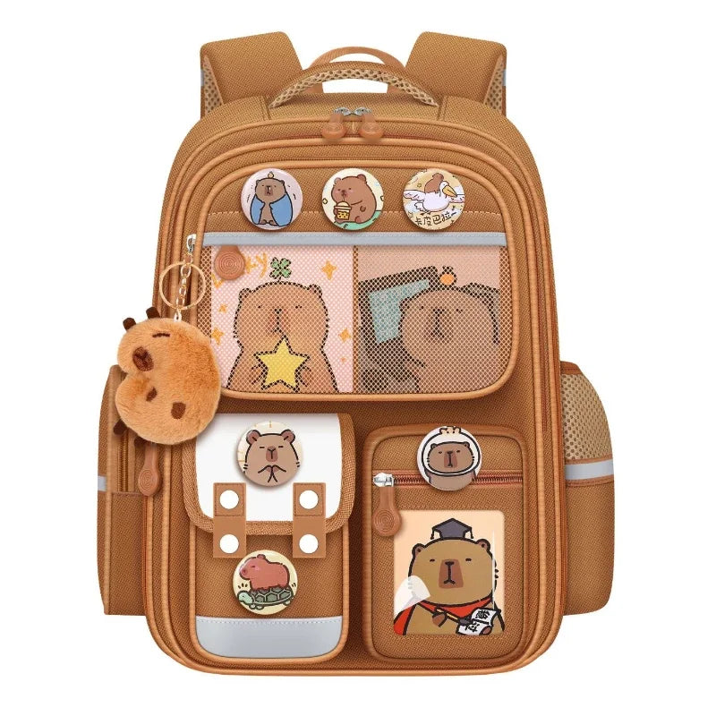 Capybara Children Backpack Waterproof Student Schoolbag Large Capacity