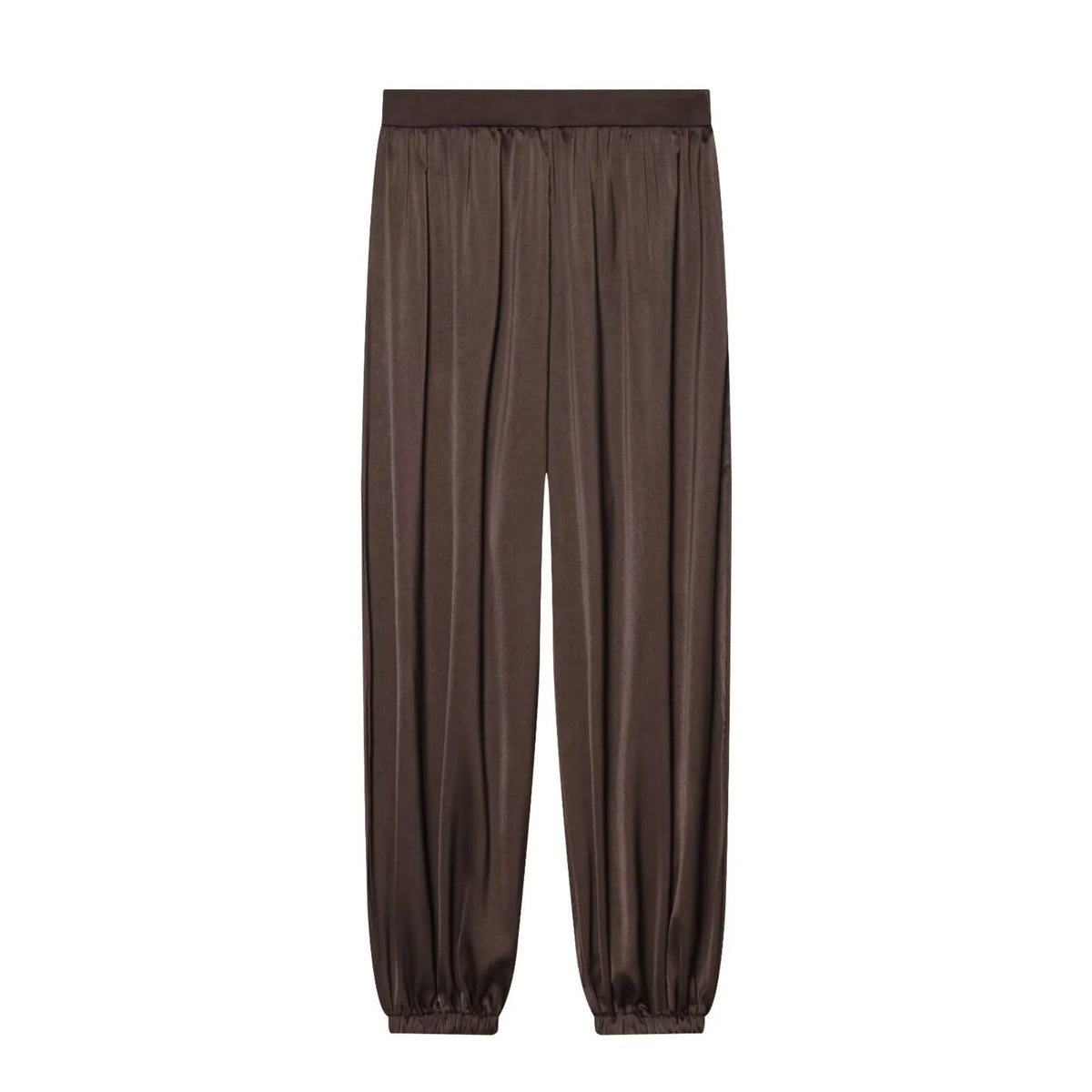 Coffee Pleated Bubble Puff Loose Long Sleeved High Waisted Casual Long Pants Sets
