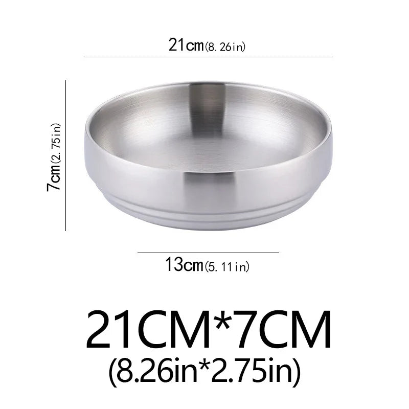Stainless Steel Double Layer Cold Noodle Salad Bowl Fruit Bowl