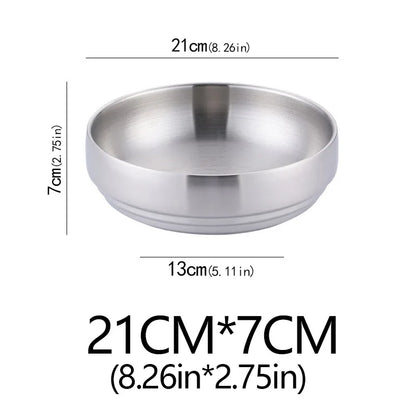 Stainless Steel Double Layer Cold Noodle Salad Bowl Fruit Bowl