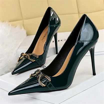 Luxury High Heels Metal Buckle Pumps Shoes