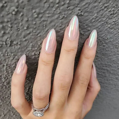 24pcs/Box Long Coffin False Nails Art Rose with Glue Wearable Jelly Nails