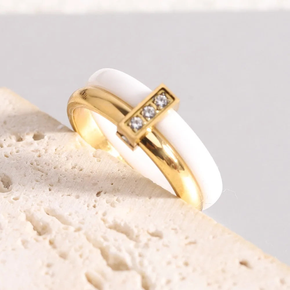 DANA Ceramic Zircon Couple Ring