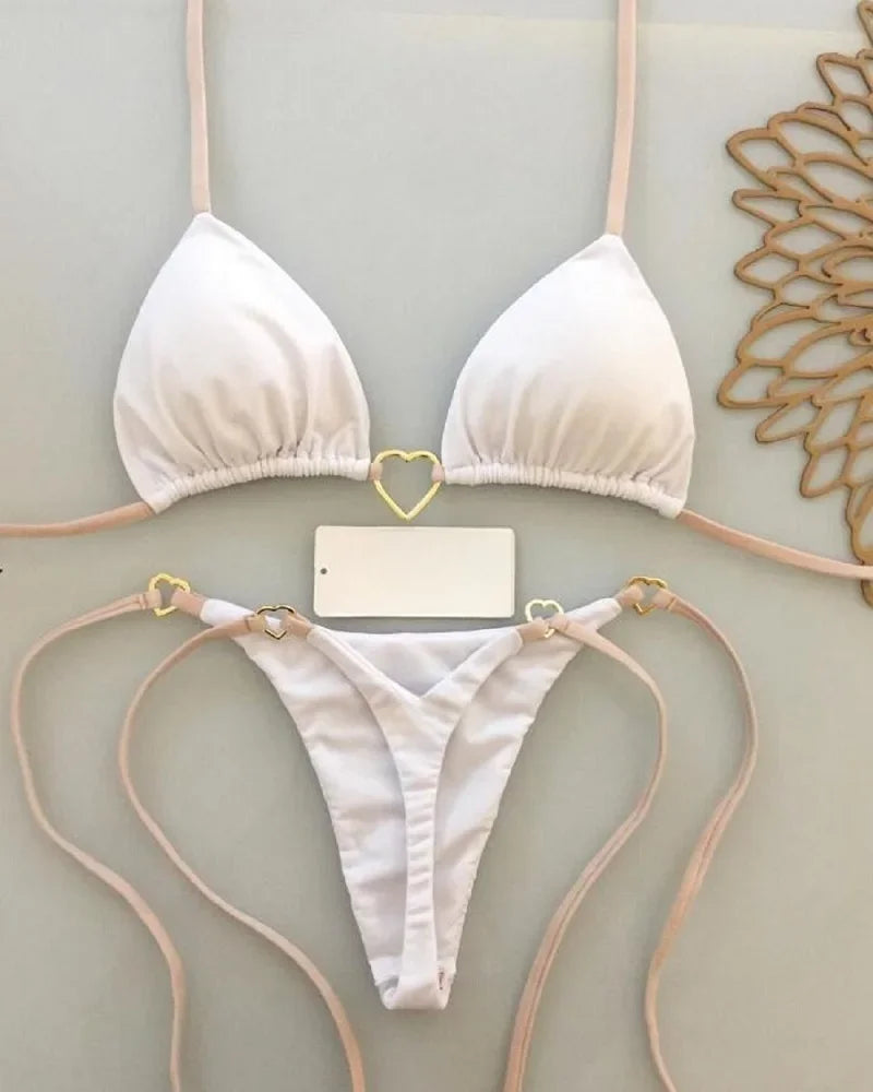 Sexy Halter Solid color Bikini Set Swimsuit