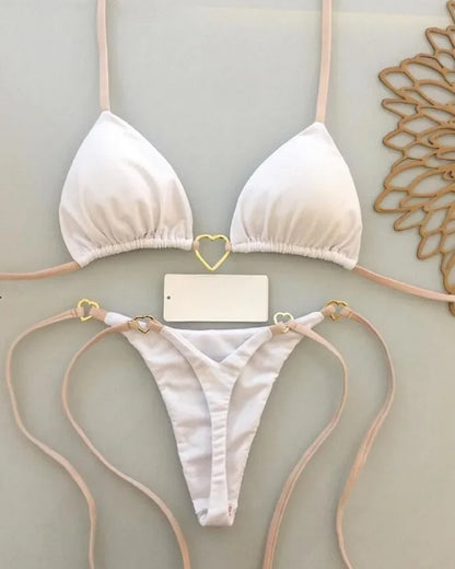 Sexy Halter Solid color Bikini Set Swimsuit
