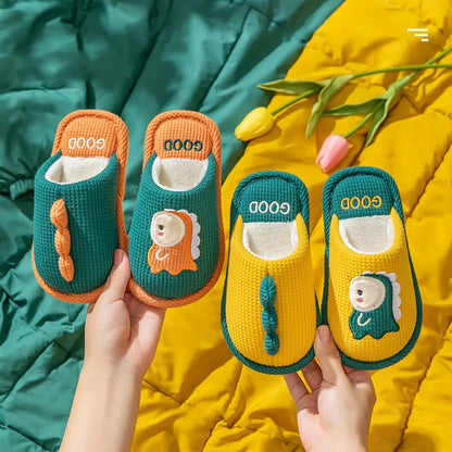 Cartoon Dino Fur Soft Autumn Winter Warm Cotton Fleece Fur Slipper