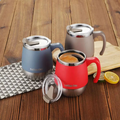 500ML Stainless Steel Coffee Cup with Lid Dual-Layer Vacuum Insulation