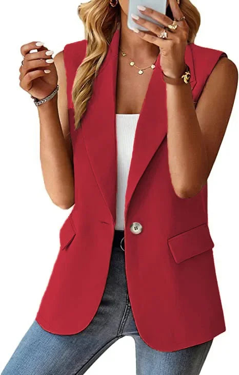 Polo Collar Sleeveless Suit Vest