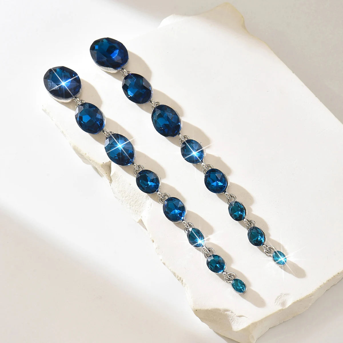 Tassel light luxury rhinestone long earrings