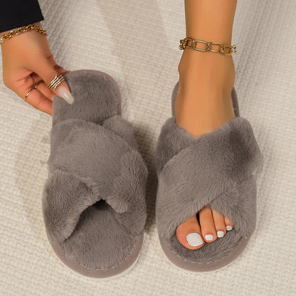 DANA Cross Warm Fluffy Furry Slippers