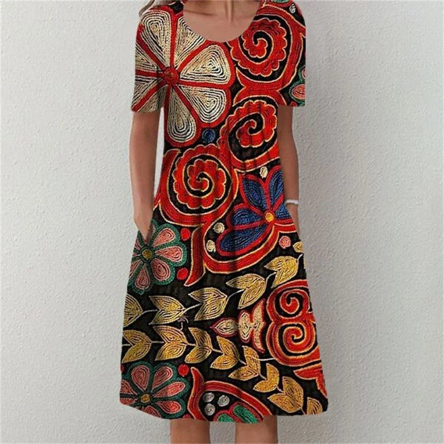 Elegant Casual Temperament Short Sleeves Loose Dress