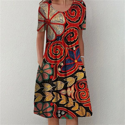 Elegant Short Sleeves Loose Dress