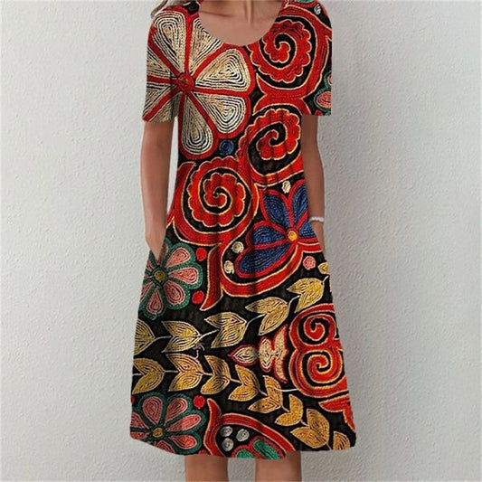 Elegant Short Sleeves Loose Dress