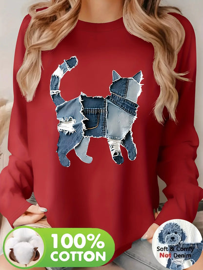 Pure cotton casual heart-shaped long sleeved T-shirt