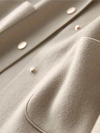 Classic Solid Short Woolen Warm Clothing Button Up Coat
