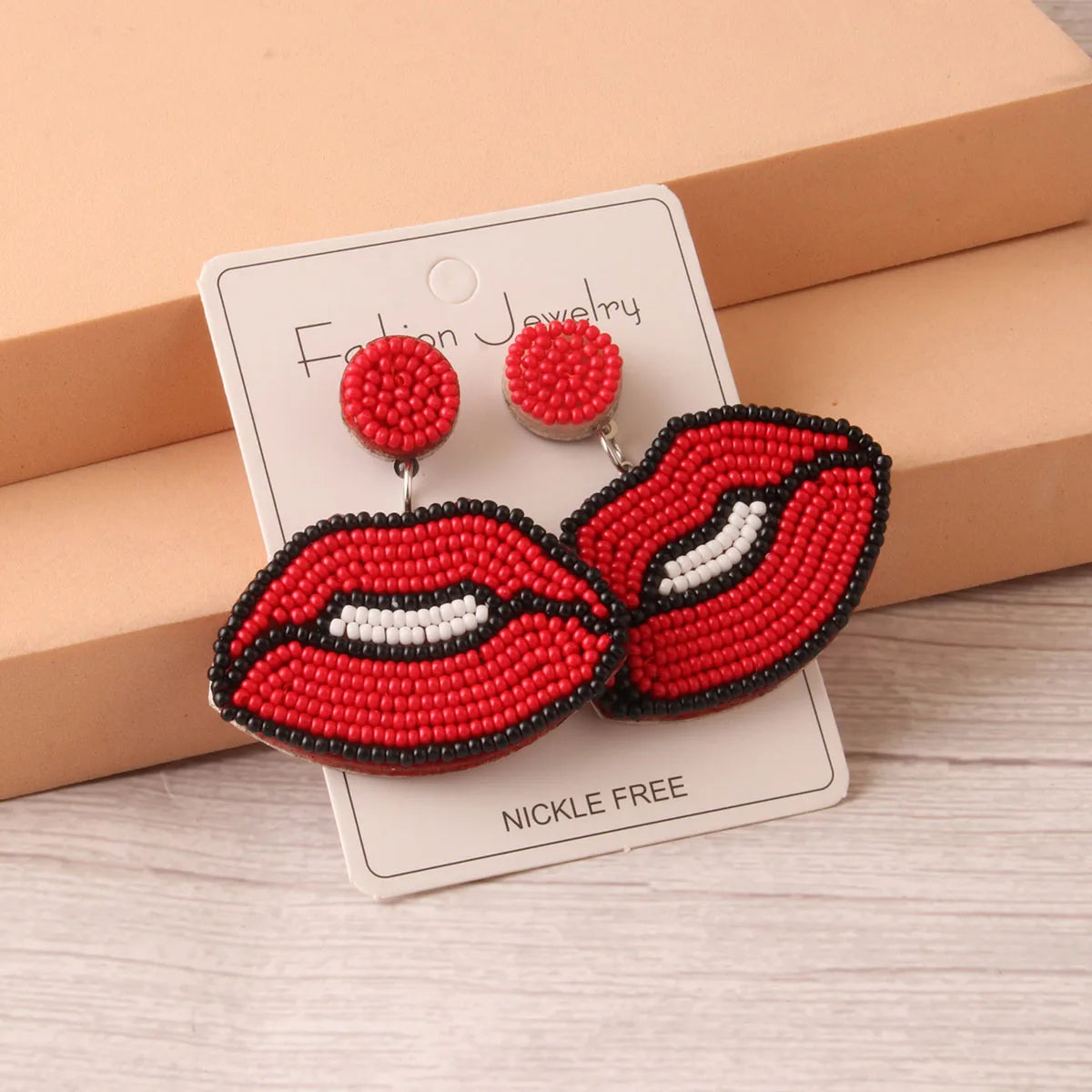 Hearts Dangle Beaded Earrings