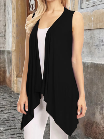 Elegant Lightweight Sleeveless Open Front Long Duster Vest