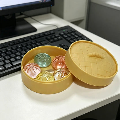 5Pcs Mini Dumplings with Steamer Bun Squeezable Toys Set