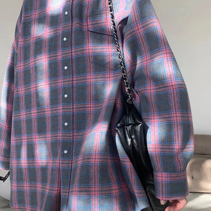 Oversized Long Sleeve Plaid Shirt