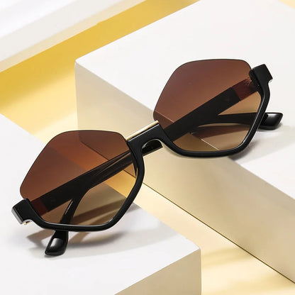 Diamond Half-Frame Polygonal Personalized Sunglasses