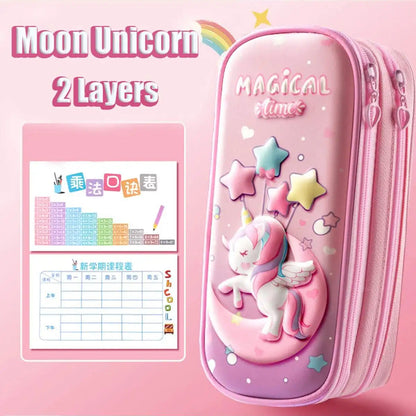 3D Large Capacity Unicorn Pencil Case Kawaii Cute Pen Box Bag
