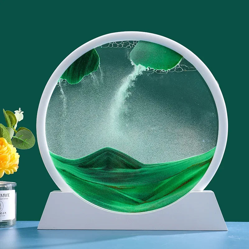 3D Moving Sand Round Glass Deep Sea Home Decoration