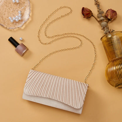Satin clutch Small square Metal chain shoulder bag