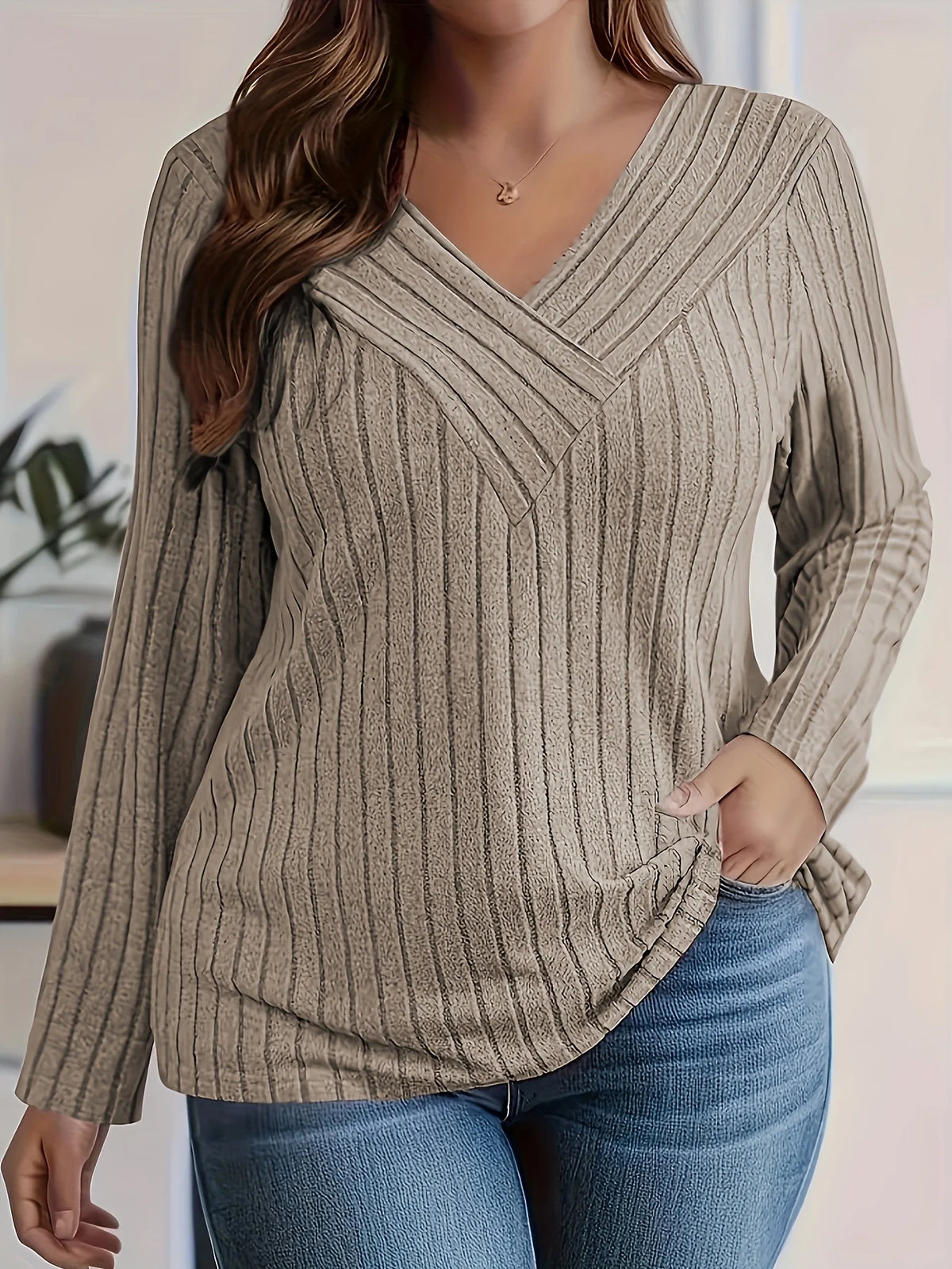Plus Size Elegant Casual Loose T-Shirt Temperament Long sleeve T-Shirt