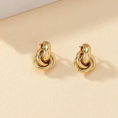 Gold SIlver Knot Hoop Twist Stud Earring