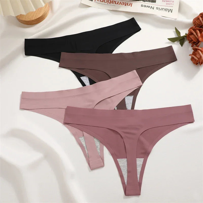 4PCS Ultra-thin Seamless Sexy Ice Silk Lingerie
