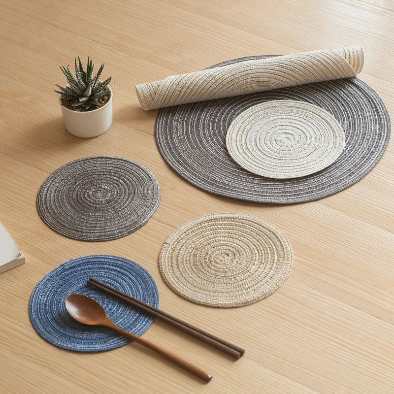 Imitation Cotton Yarn Placemat Round Woven Dish Mat