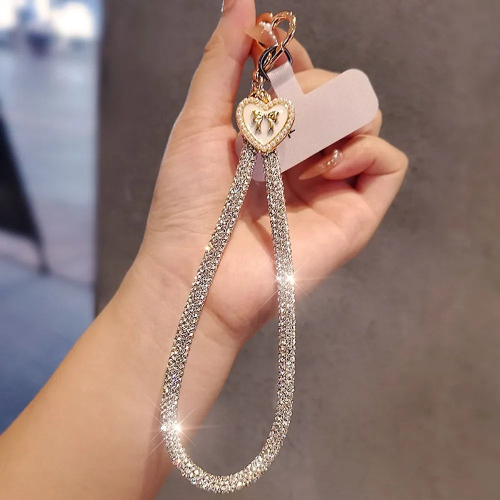 Hanging Cord Glitter Rhinestone Phone Lanyard Handheld Short Wrist Style Diamond
