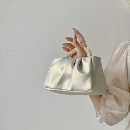 Pearl Handle Clutch Purse Handbags Luxury Square Shoulder Bags